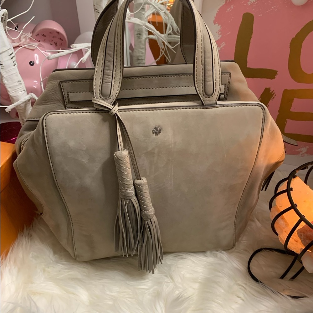 Tory Burch Grey Zip Tote